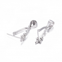 Срібло 925 Тримач Бейл для Підвісок та Кулонів, Гілочка з Фіанітами, Родієве Покриття, 15x4x7.5мм, (13WB32368)