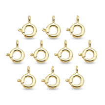 Srebro 925 Zapięcie Kółko Sprężynowe, do Rękodzieła i Biżuterii, Pozłacane 18K, 7x6x1mm, 10szt (13WB32441)