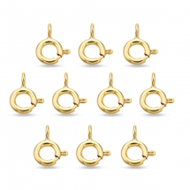 Srebro 925 Zapięcie Kółko Sprężynowe, do Rękodzieła i Biżuterii, Pozłacane 18K, 9x5.5x1mm, 10szt (13WB32444)