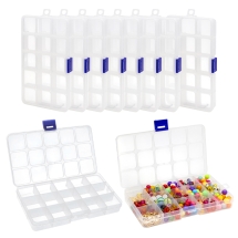 Контейнер для Бісеру та Намистин, Пластиковий, Безбарвний, 17.5x10x2.5см, Секції 3.2x2.9x2.1см, 15 відділень, (13WB32617)