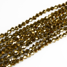 Koraliki Szklane Galwanizacja, Fasetowany Bicone, Ciemnozłoty, 4x4.5mm, około 90szt/44cm/sznur, 10 nici (13WB32502)