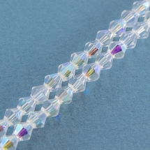 Koraliki Szklane Imit. Kryształu Austriackiego Bicone Klasa AA Galwanizacja AB 3x3mm 114szt/36cm, 10sznurow (13WB32504)