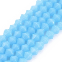 Намистини Скляні Імітація Нефриту, Гранені, Біконус, Блакитний, 4.5х4мм, Отвір: 1мм, близько 88шт/33см/нитка, (13WB32508)