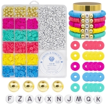 Zestaw Koralików i Elementówi do Biżuterii i Bransoletek w Pojemniku, 1200sztuk/set (13WB32541)