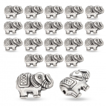 Koraliki Metalowe, Słoń, Antyczne Srebro, 12x8.5x4mm, Otwór 0.8mm, 20szt (13WB32546)