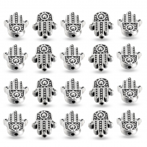 Koraliki Metalowe Ręka Fatimy, Antyczne Srebro, 12x10x4mm, Otwór 1.5mm, 20szt (13WB32547)