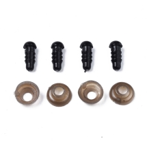 Oczy Bezpieczne z Gwintom i Zaciska do Zabawek, Plastikowe, Okrągły, Czarny, 5mm, 100par (13WB32609)