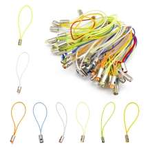 Шнур з Петлею Нейлон і Залізо, для Брелоків, мобільних, прикрас та ін., Мікс, 50мм, Отвори 1.5 та 3мм, (13WB32634)