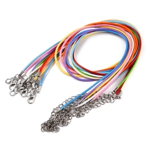 Baza Naszyjnika, Bawełniany Woskowany Sznurek, Zapięcie Karabińczyk i Łańcuszek, Mix, 43.5cmx1.5mm, 10szt (13WB32673)