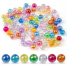 Koraliki Plastikowe z Tęczową Powłoką AB do Biżuterii, Mix, 50g~100szt (13WB32681)