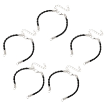 Основа для браслета, Штучна Шкіра, Карабін з Металу, Чорний, 160х3мм, (13WB32686)