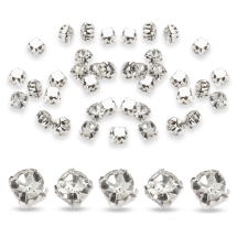 Dżety do Przyszycia Szklane i Mosiądz, Klasa A, Kwadratowe, Kryształ, 4.6-4.8x4.6-4.8mm, 50szt (13WB32691)