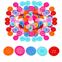 Ґудзики Акрилові, 4-отвори, Плоскі Круглі, Мікс, 17x2мм, Отвір: 1мм, (УТ100012937)