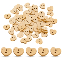 Guziki Ozdobne Drewniane, Serce, 2-otwory, Beżowe, 15x13mm, 100szt (13WB32695)