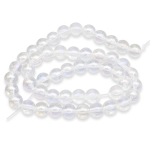 Koraliki Szklo Galwaniczne, Kulki, Bezbarwny AB, 8-8.5mm, 50szt/38cm/sznur (13WB32702)