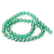 Koraliki Szklo Galwaniczne, Kolor AB, Kulki, Morska fala, 8-8.5mm, 50szt/38cm/sznur (13WB32703)