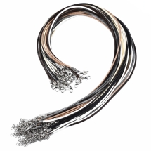 Baza do Naszyjnika, Sznurek Woskowany Bawełniany z Okuciami, Mix, 45cm, 30szt (13WB32714)