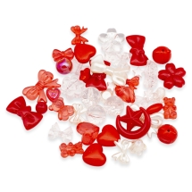 Koraliki Аkrylowe, Mieszane Formy, Czerwony, 7.5-33mm, 50g~80-150szt, (13WB32722)