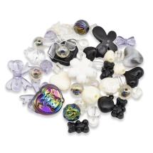 Koraliki Akrylowe, Mieszane Formy, Czarny, 7.5-33mm, 50g~80-150szt, (13WB32725)