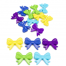 Koraliki Akrylowe, Kokarda, Nieprzezroczyste, Mix Kolorów, 36x46x9mm, Otwór 1mm, 15szt (13WB32844)