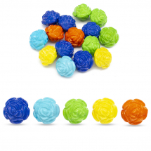 Koraliki Akrylowe, Kwiat, Nieprzezroczyste, Mix Kolorów, 24x24x20mm, Otwór 2mm, 20szt (13WB32845)