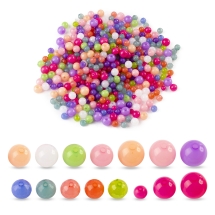 Koraliki Akrylowe Żelowe, Okrągłe, Fasetowane i Gładkie, Mix, 8–12mm, Otwór 1.5–2mm, 200g (13WB32846)