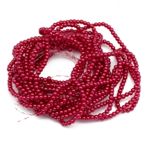 Koraliki Perły Szklane Okrągłe Ceglane 4-5mm, 200szt/75cm/sznur, 5 sznurów (13WB32732)