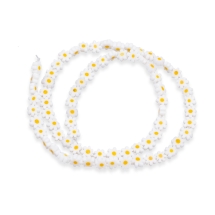 Szklane Koraliki Millefiori Kwiatowe, Pomarańczowe, 5.5-8x2.5mm, 60szt/38cm, (13WB32751)