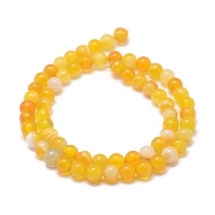 Koraliki Kamień Naturalny Agat Pasiasty, Kulki, Klasa A, Złoto, 6mm, 60szt/36.5cm/sznur (13WB32756)