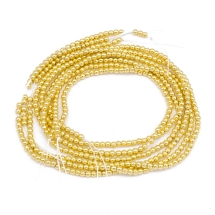 Koraliki Hematyt Syntetyczny Niemagnetyczny, Klasa AАА, Okrągły, Złoto, 2mm, 175szt/38cm, 3sznury (13WB32792)