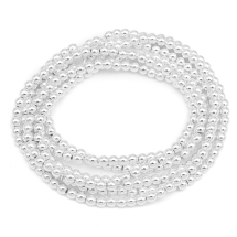 Koraliki Hematyt Syntetyczny Niemagnetyczny, Klasa AАА, Okrągły, Srebrny, 4mm, 100szt/38cm, 3sznury (13WB32796)