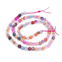 Koraliki Kamień Naturalny Agat, Termobarwione, Fasetowany Kulki, Mix, 4mm, 85szt/35cm/sznur (13WB32801)