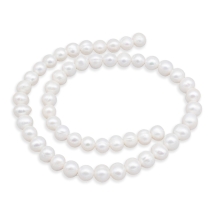 Koraliki Naturalne Perły Słodkowodne do Biżuterii, Okrągłe, Kwiatowy Biały, 8-9mm, 49szt/38cm/sznur (13WB32804)