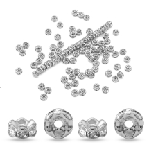 Koraliki Dzielniki z Kryształkami Klasa A, Mosiądz, Gładka Krawędź, Rondel, Platyna i Kryształ, 4х2mm, (13WB32867)