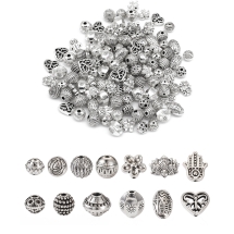 Koraliki do Rękodzieła i Biżuterii, Stop, Tybetański Styl, Mieszany, Antyczne Srebro, 7.5-12mm, 120szt/set (13WB32900)