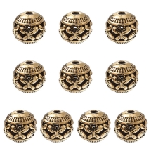 Koraliki Biżuteria Stop, Tybetański Styl, Puste, Złoty, 11mm, 10szt (13WB32901)