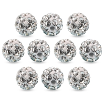 Koraliki Shamballa z Cyrkoniami, Klasa A, z Gliny Polimerowej, Okrągły, Kryształ, 6mm, 10szt (13WB32965)