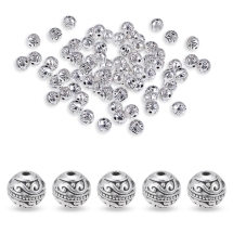 Koraliki Dystansowe, Biżuteria Stop, Okrągłe, Antyczne Srebro, 8mm, 60szt/zestaw (13WB33043)