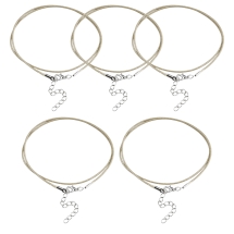 Основа для Намиста, Шнур Вощений Бавовняний, Застібка Карабін і Ланцюг, Темний Хакі, 43.5смх1.5мм, Застібка 12х7х2.5мм, Подовжувач: 4-4.5см (13WB32894)