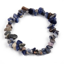 Браслет Унісекс з Намистин Натурального Содаліта Еластичний, 4.5-5см, Намистини 2-15мм, (13WB32774)