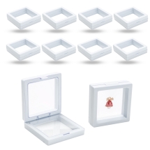 Stojak z Folią w Plastikowej Ramce, na Biżuterię, Biały, 7х7х2cm, 10szt (13WB32837)