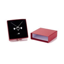 Pudełko Prezentowe na Biżuterię z Mosiężnym Nitem, Kartonowe, Kwadratowe, Indyjski Czerwony, 9x9x3cm, 1szt, (13WB32957)