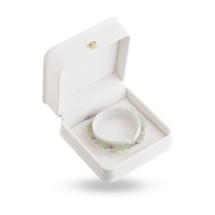 Pudełko Prezentowe na Bransoletki, Kwadratowe, Sztuczna Skóra, Biały, 9.6x9.6x5.3cm, 1szt (13WB33050)