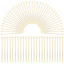 Піни з колечком, Латунь, Золото, 50х0.7мм, Отвір 2мм, 600шт/набір (13WB32860)