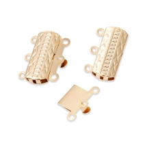Zapięcie Pudełko, Stal Nierdzewna, na 3 nici, Pozłacane 24K, 19.8х15х3mm, 2szt (13WB32862)