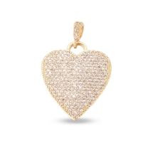 Wisiorek Podkowa, Serce, Mosiądz z Circonia, Powłoka Trwala, Pozłacany 18K, Bezbarwny, 22x21.5x2mm, 1szt (13WB32922)