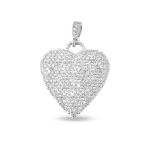 Wisiorek Zawieszka Podkowa, Serce, Mosiądz z Circonia, Platyna, Bezbarwny, 22x21.5x2mm, Otwór 3mm, 1szt (13WB32923)