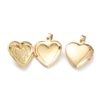 Кулон-Коробочка Серце, Латунь, Позолота 18К, 22.5х19.5х6мм, Отвір 4х3мм, (13WB32924)