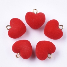 Підвіски Акрилові з Латунною петелькою, Серце, Червоний, 18.5х18х13мм, Отвір 2.5мм, (13WB32947)