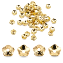 Шапочки для Намистин, Нержавіюча Сталь, Квітка, Золото, 4х1.5мм, Отвір 1мм, (13WB32961)